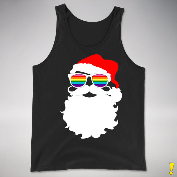 Santa’s Gilbert Baker LGBTQ Pride Flag Shades Premium Tank Top - Black